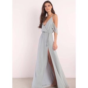 Light Grey Cold Shoulder Maxi Dress